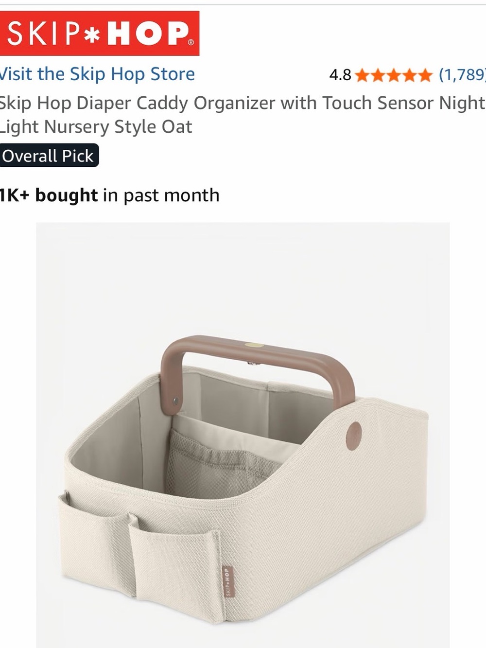 Skip Hop Oat Storage Caddy with Brown Handle